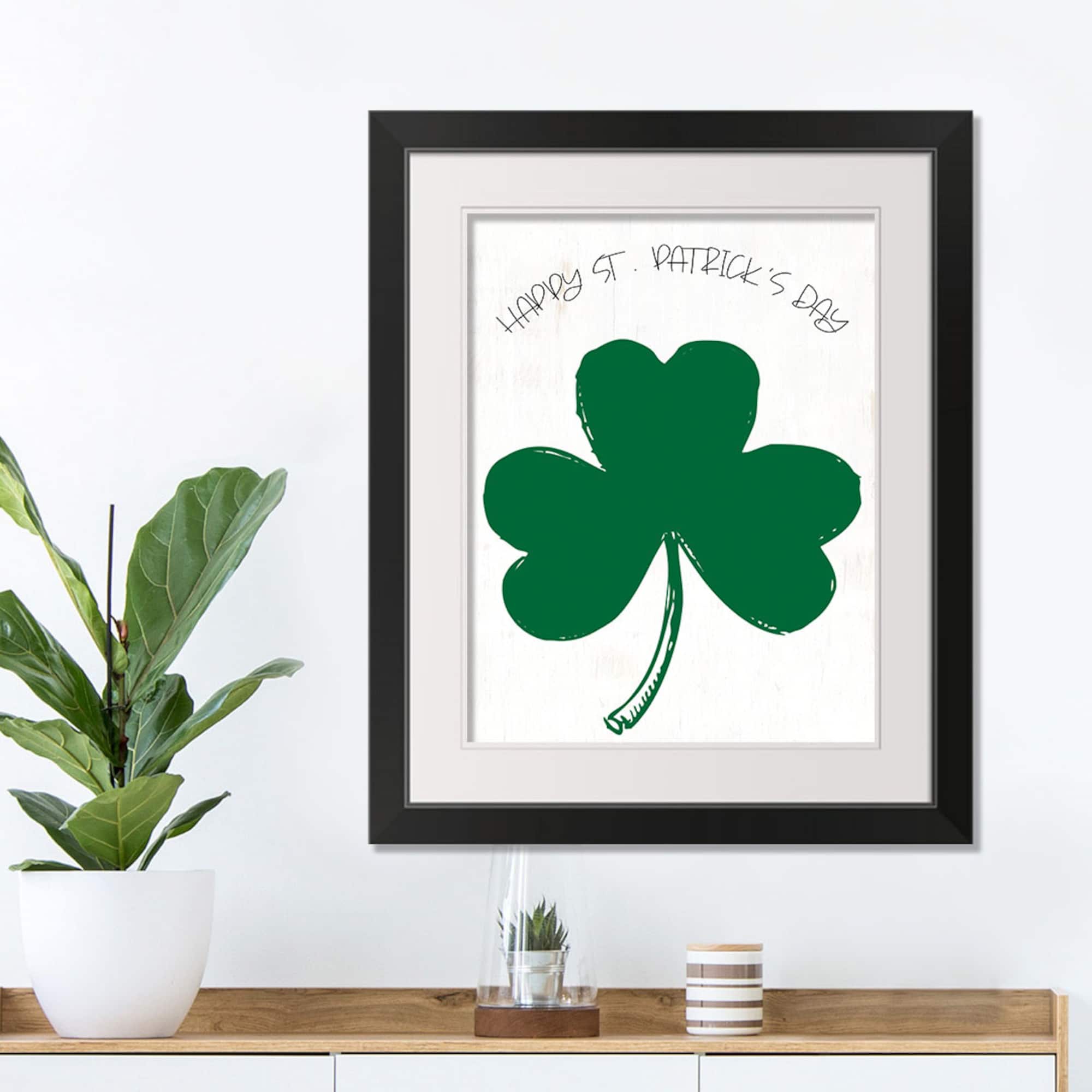 Happy Patricks Day Clover 16" x 20" Black Framed Print Under Plexiglass